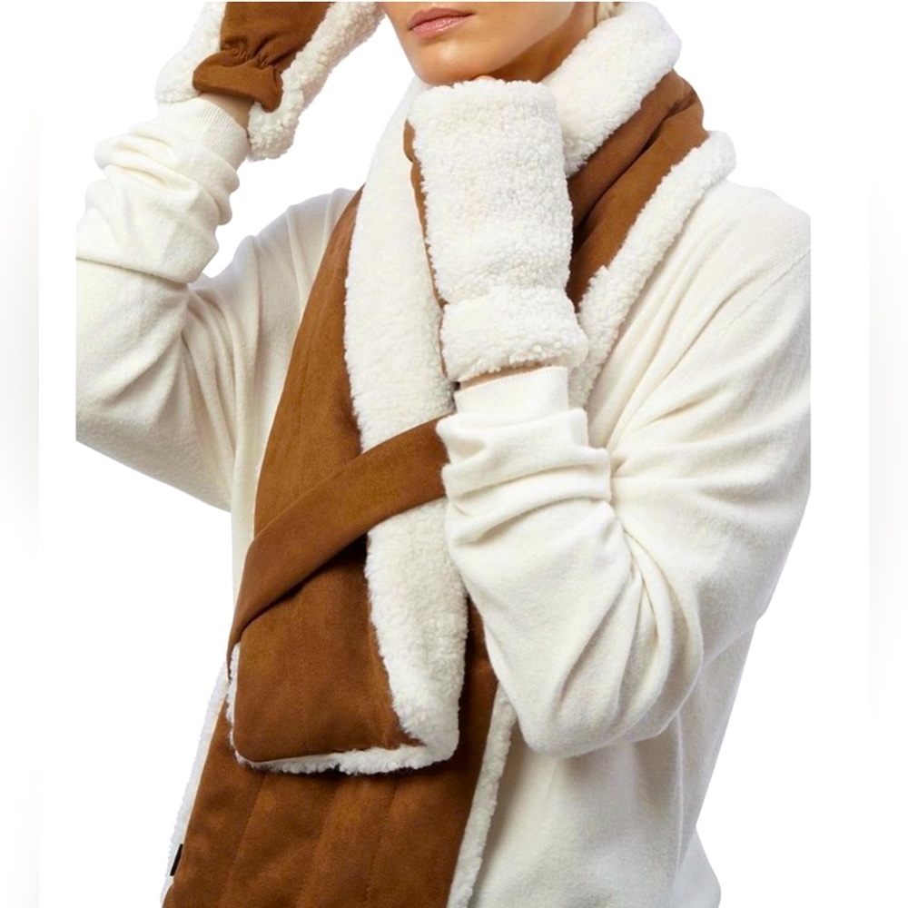 NWT Apparis Faux Fur Shearling Scarf + Gloves Fall Winter Staple Luxe Scandigirl